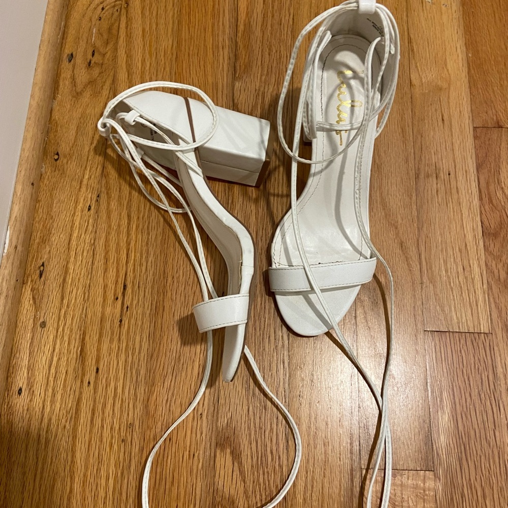 Lulus white strappy heels
